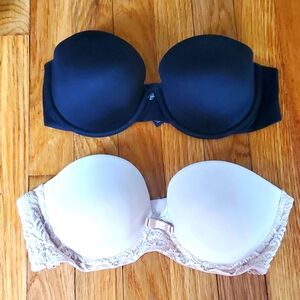 Lot of 2 strapless bras size 32D